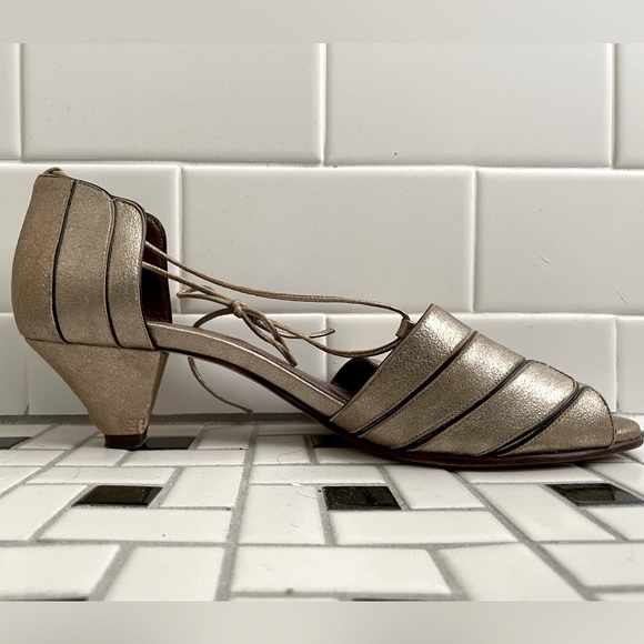 Anthropologie Luiza Perea Deco Heels - Silver Peep Toe Heels - Picture 9 of 9